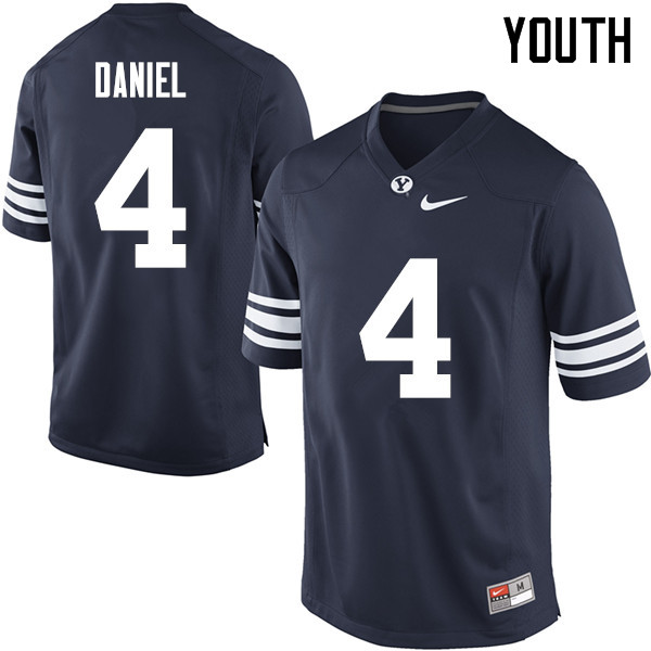 Youth #4 Robertson Daniel BYU Cougars College Football Jerseys Sale-Navy - Click Image to Close